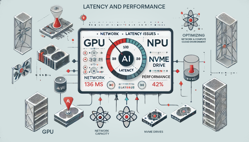 diagram showing performance and latency metrics on an AI workload deployed in a private cloud